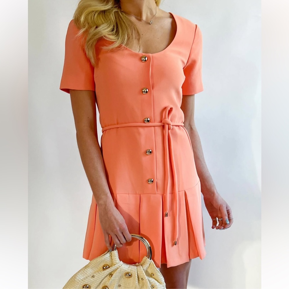 Amanda Uprichard Peach Button-Down Mini Dress